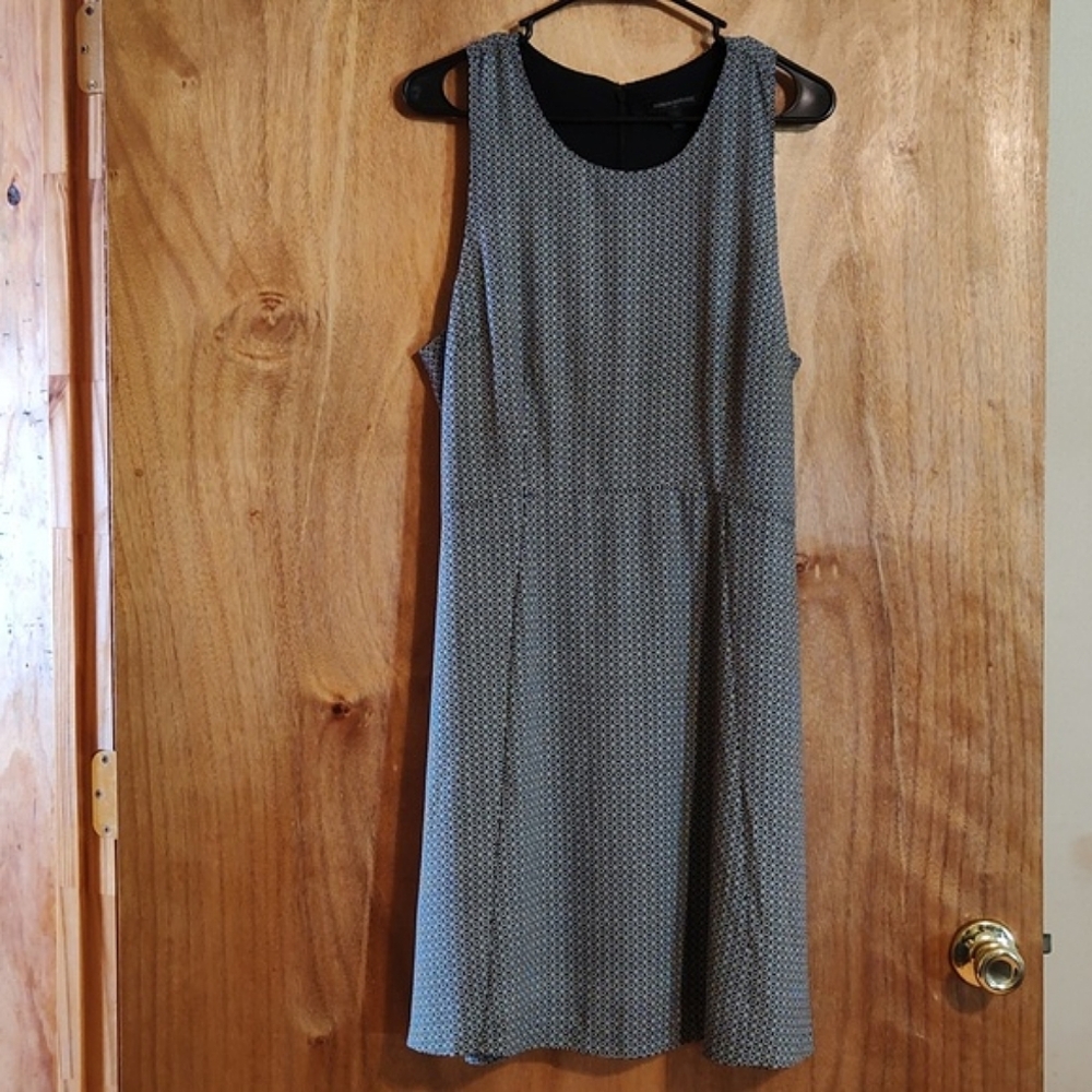 Banana Republic Factory Sleeveless Sheath Dress Black & White Print Back Zip 14